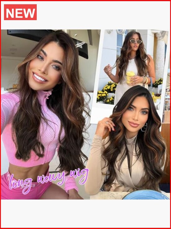 Long Wavy 4x1 Lace Front Glueless Wig Synthetic Heat Resistant 26Inch main image 6
